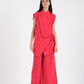 CHILI FLAKE RED FRENCH WRAP LINEN COORD SET