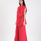 CHILI FLAKE RED FRENCH WRAP LINEN COORD SET