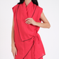 CHILI FLAKE RED FRENCH WRAP LINEN COORD SET