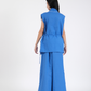 ELECTRIC BLUE FRENCH WRAP LINEN COORD SET