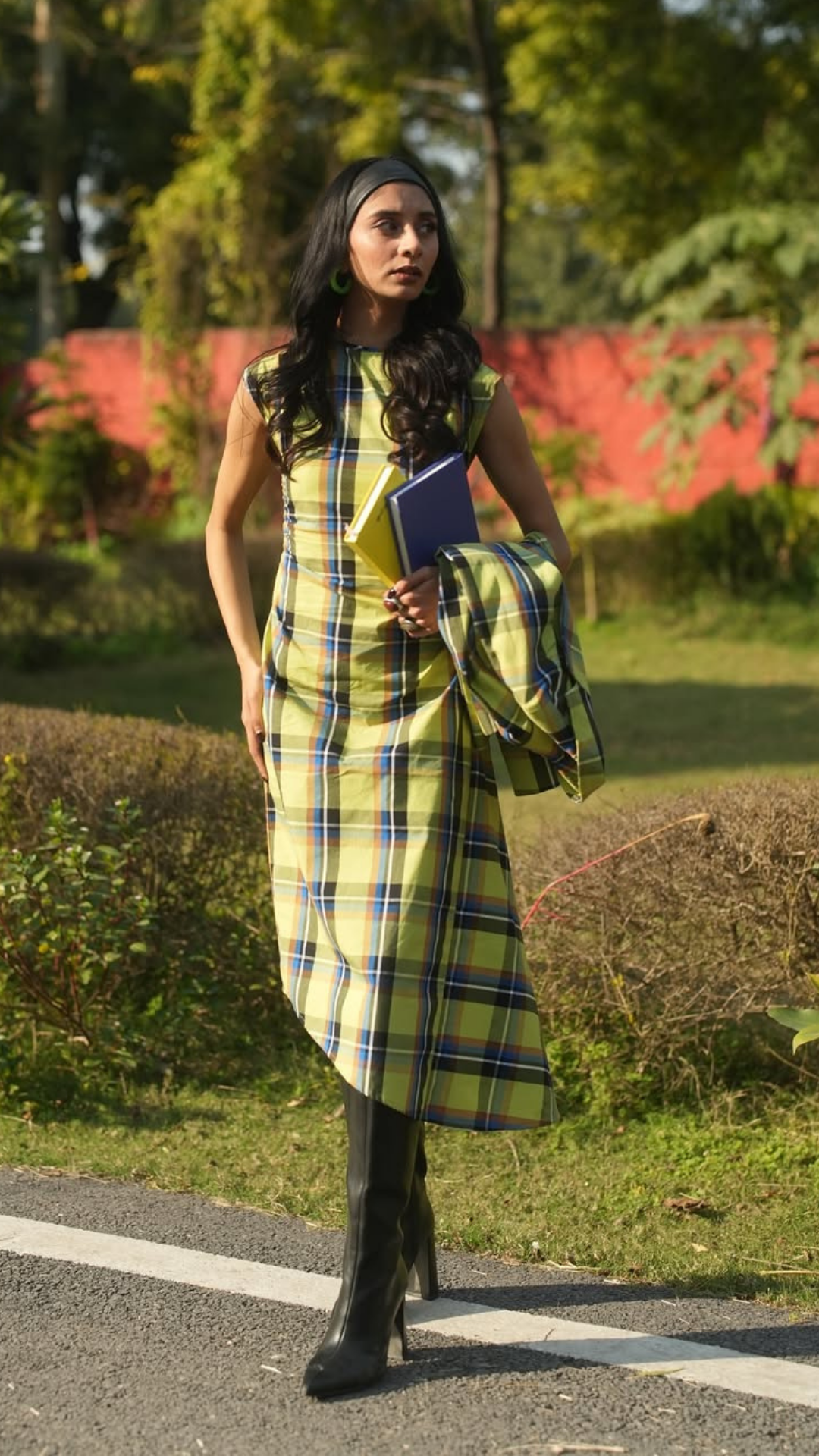 Checked Asymmetric Dress