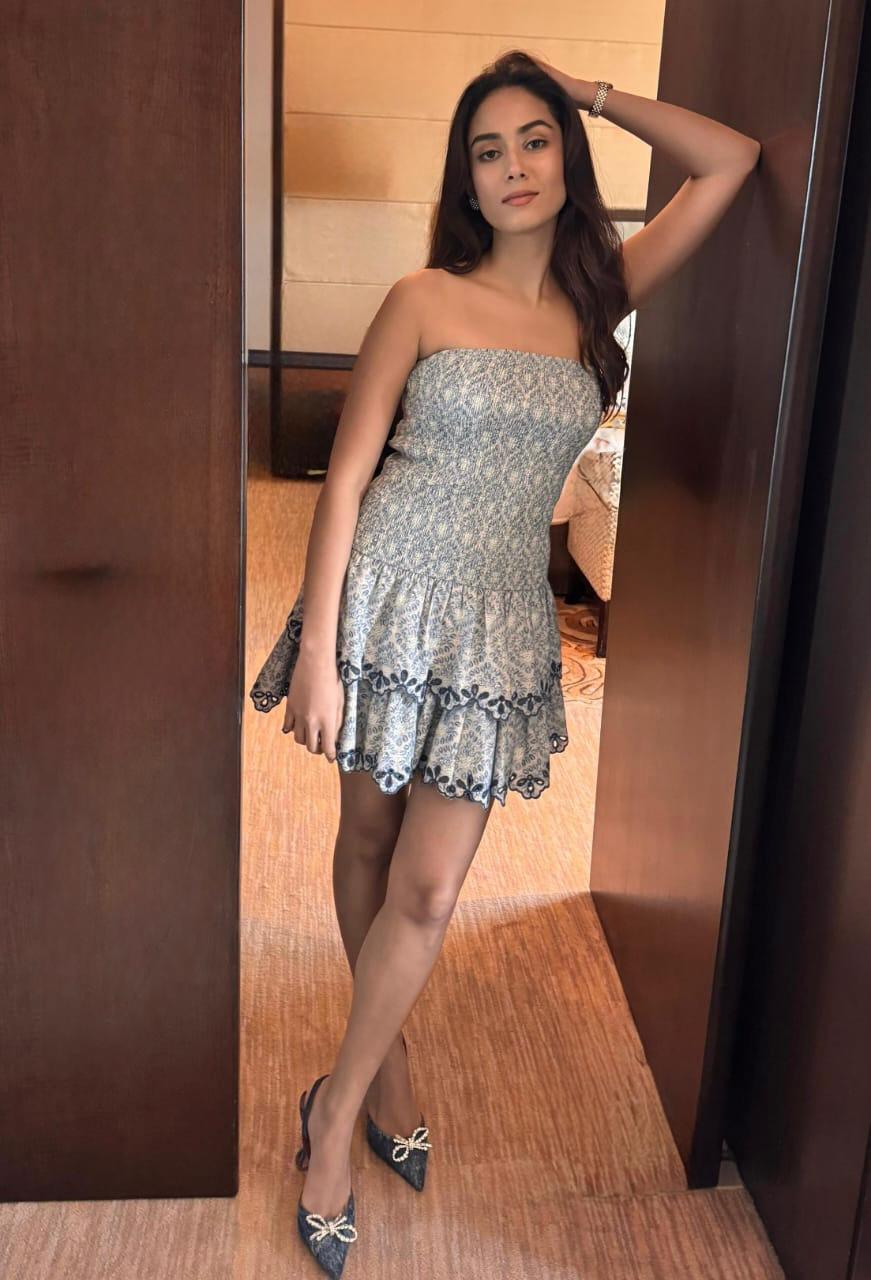 Mira Kapoor in Apricot Mini Dress