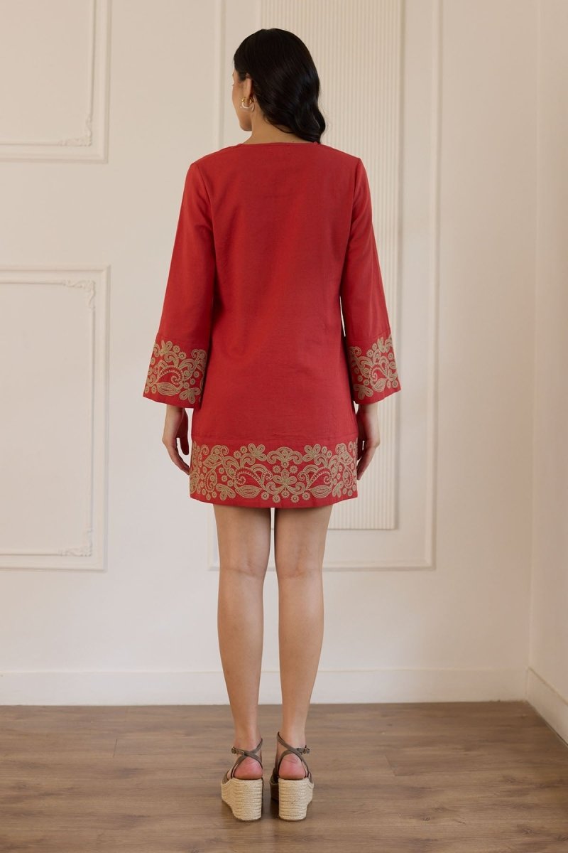 Berry Red Kaftan Dress - Calling June India