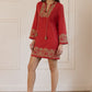 Berry Red Kaftan Dress - Calling June India