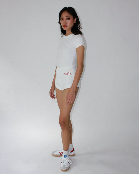 the White Ribbed Shorts