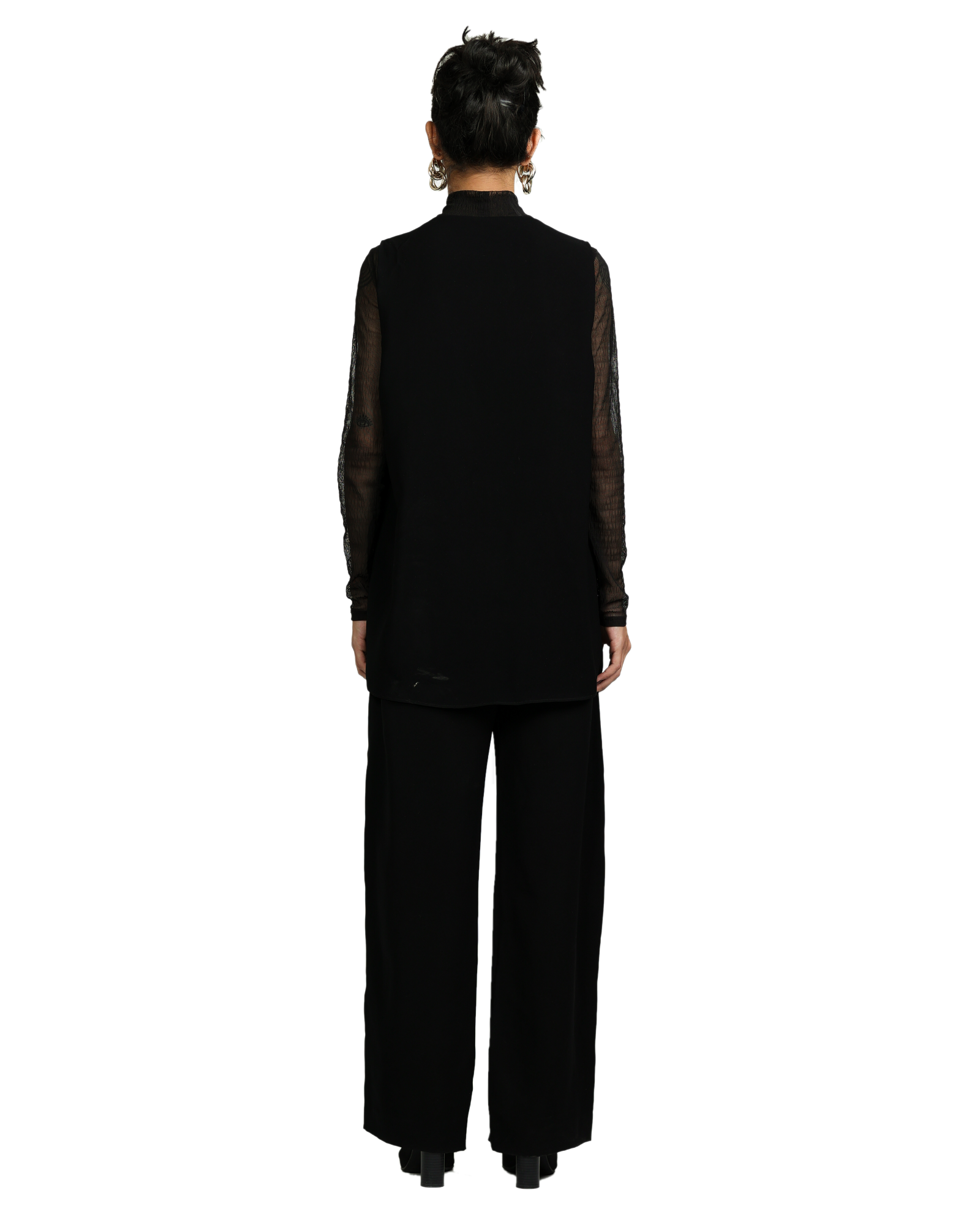 Dot Dress With Pants - Black