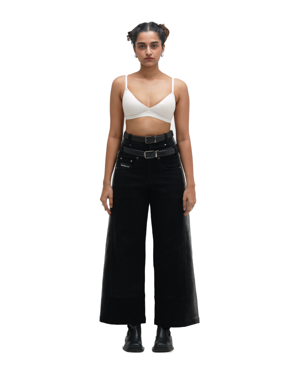 BLEACHED JEANS - BLACK