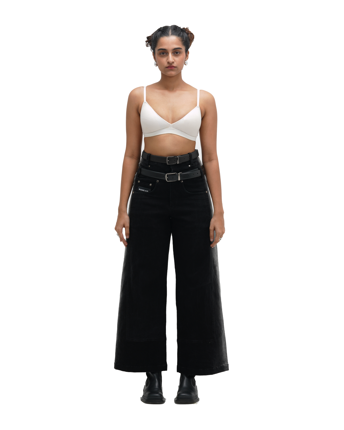 BLEACHED JEANS - BLACK