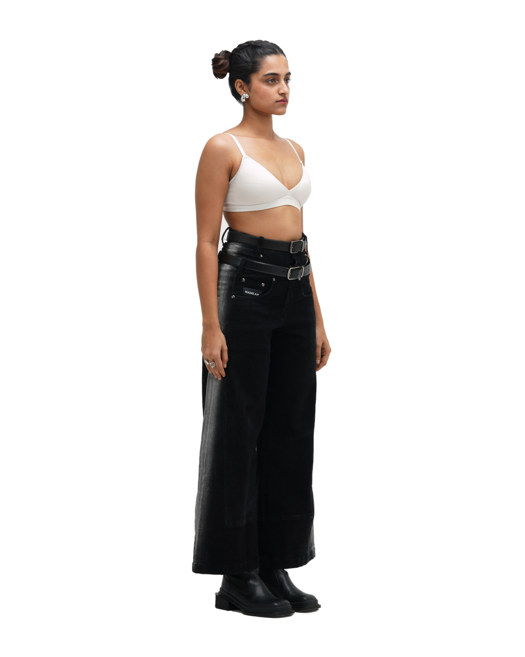 BLEACHED JEANS - BLACK