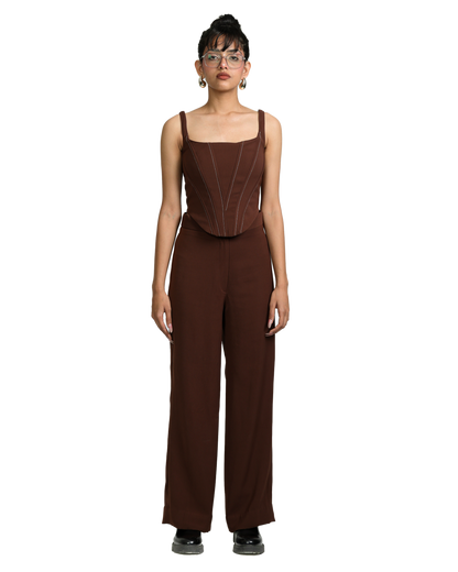 High Waisted Pants - Brown