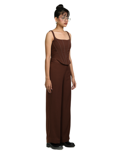 High Waisted Pants - Brown