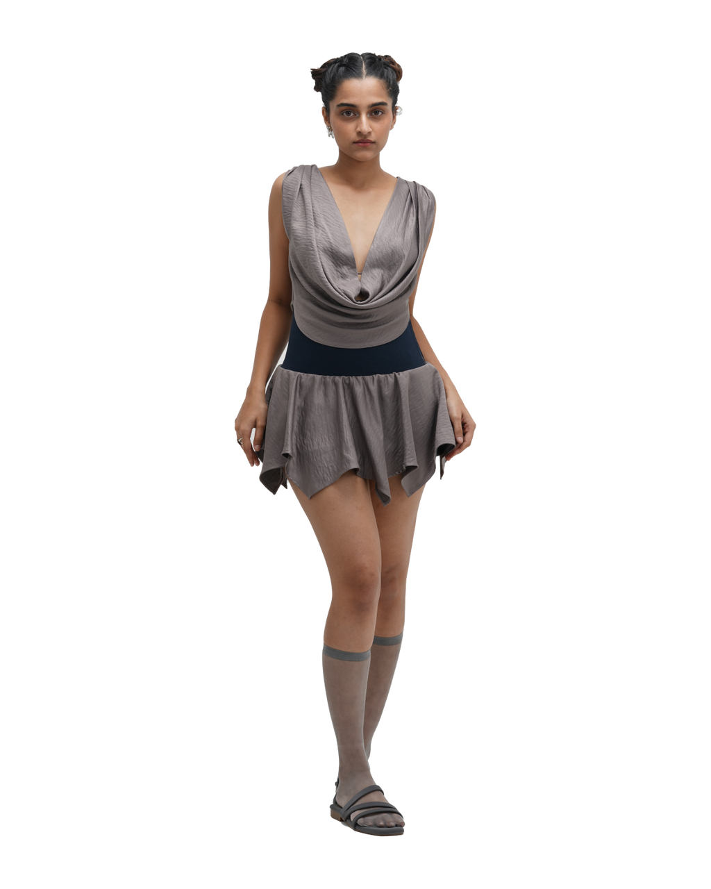 GREY COWL TOP