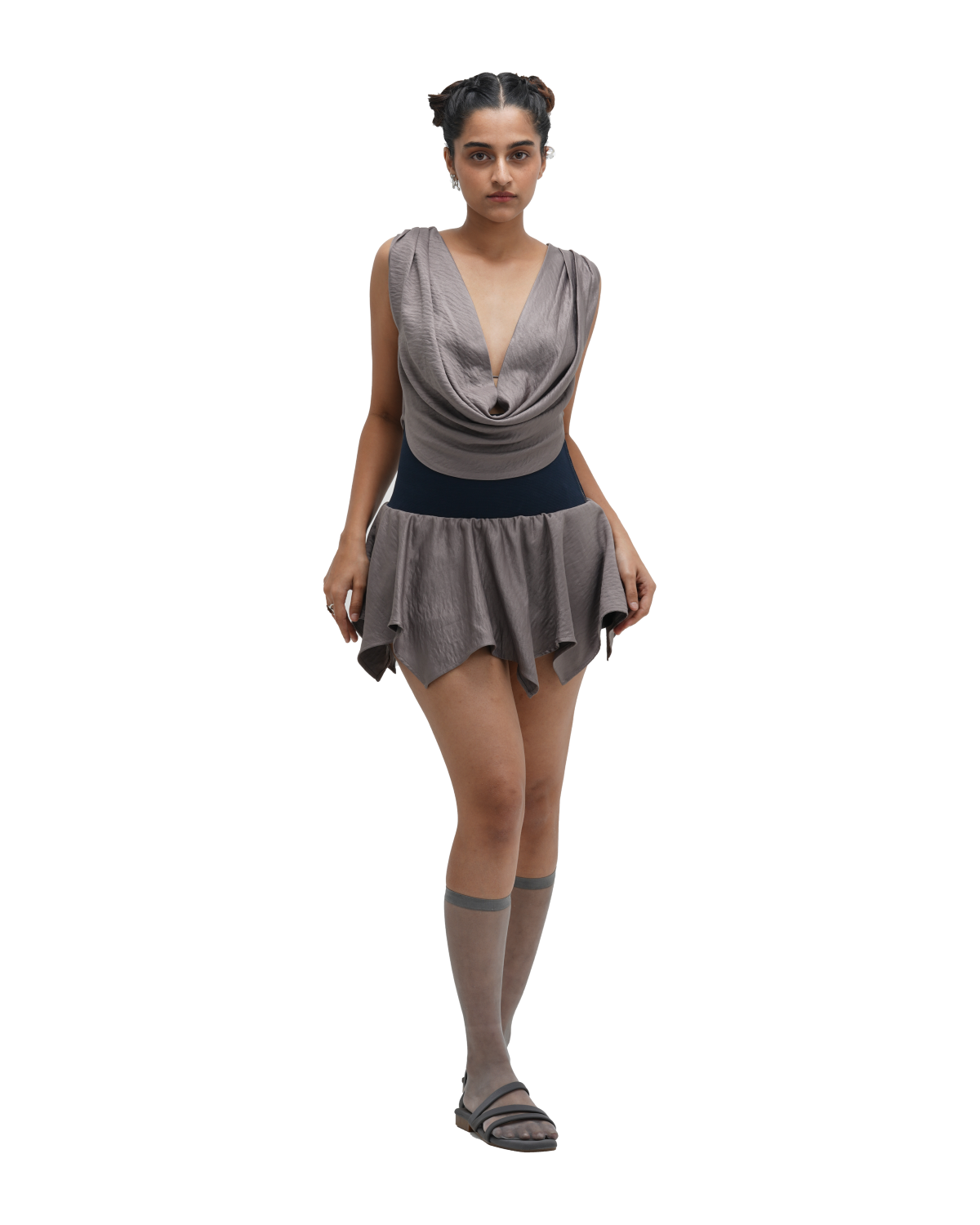 GREY COWL TOP