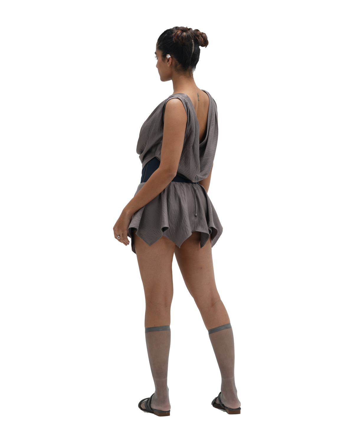 GREY COWL TOP WITH FLAIR SKIRT