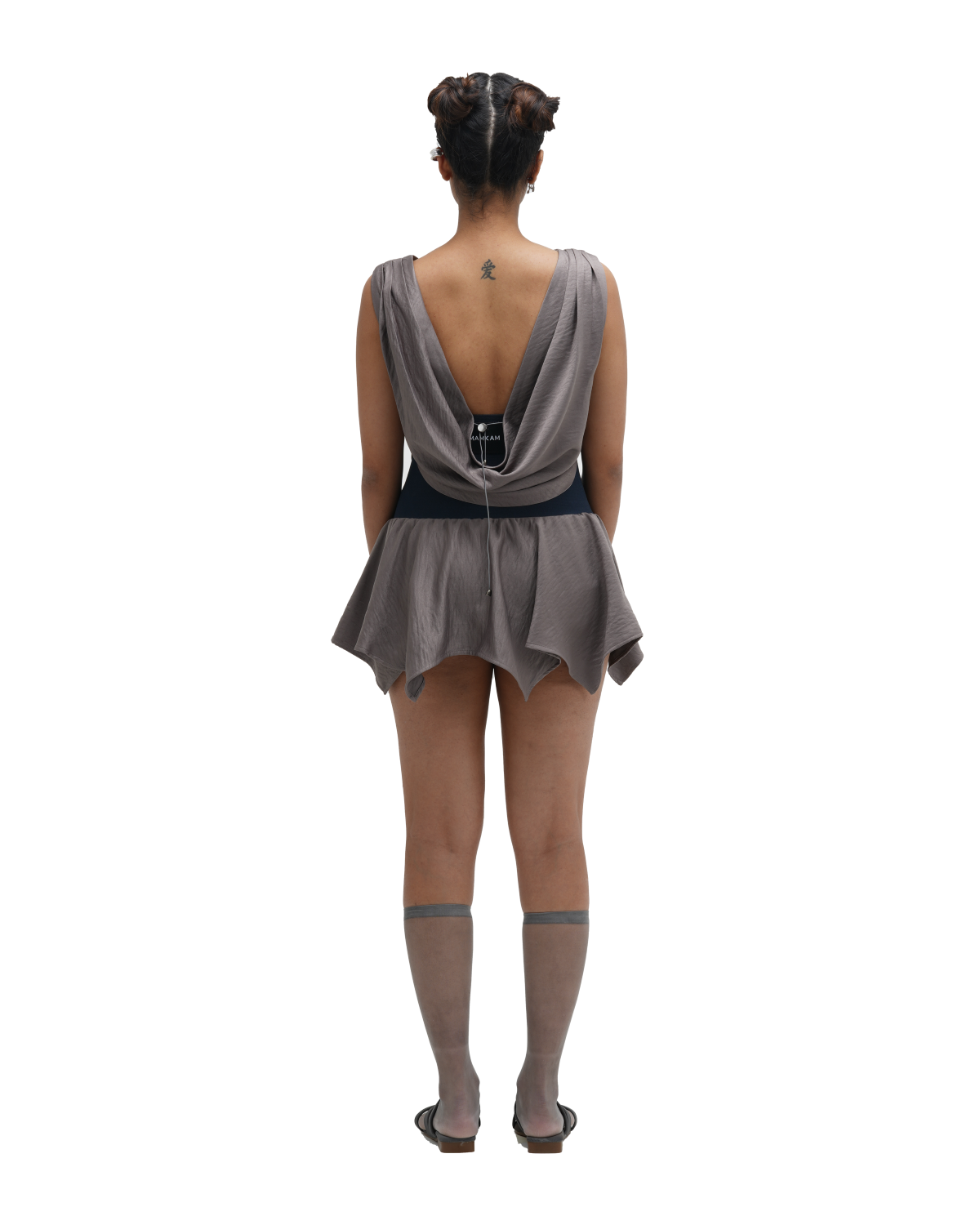 GREY COWL TOP WITH FLAIR SKIRT