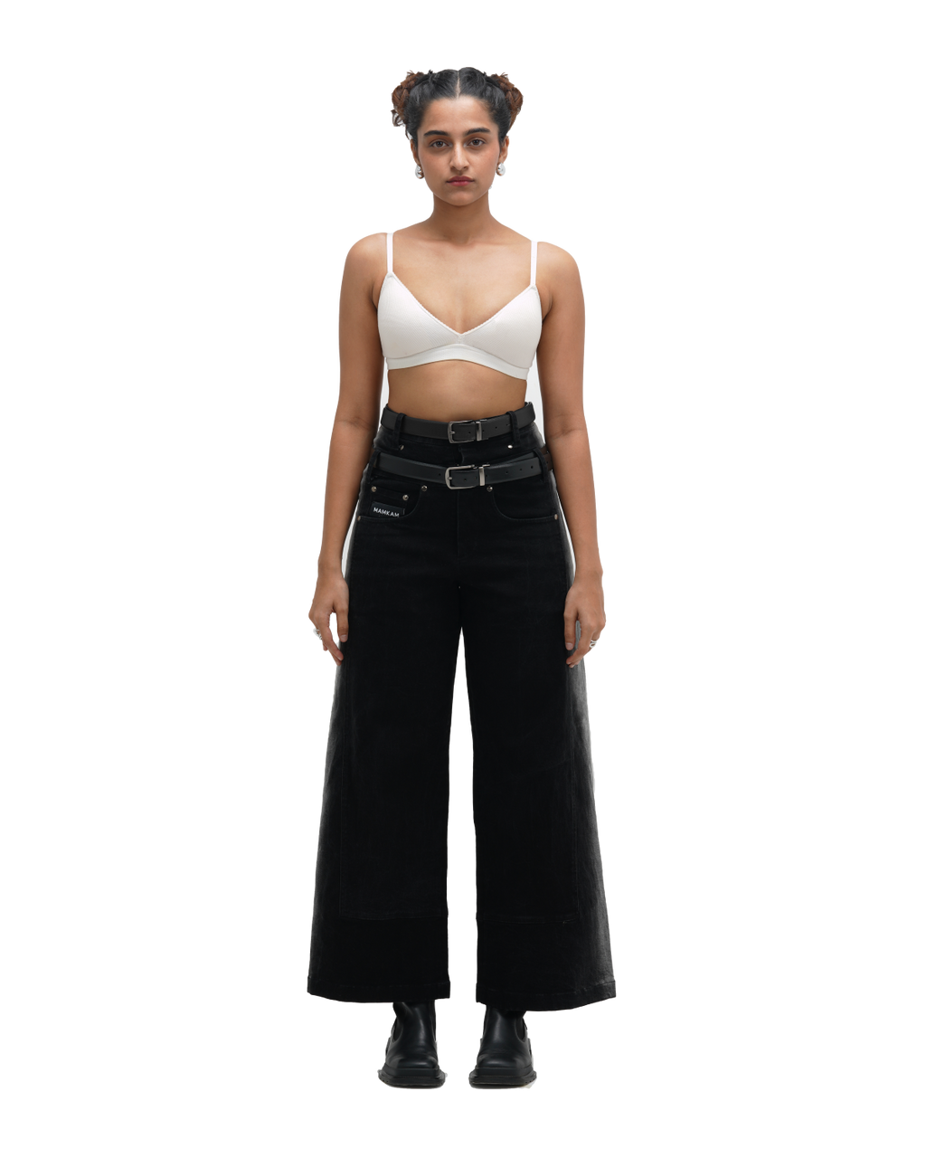 BLEACHED JEANS - BLACK