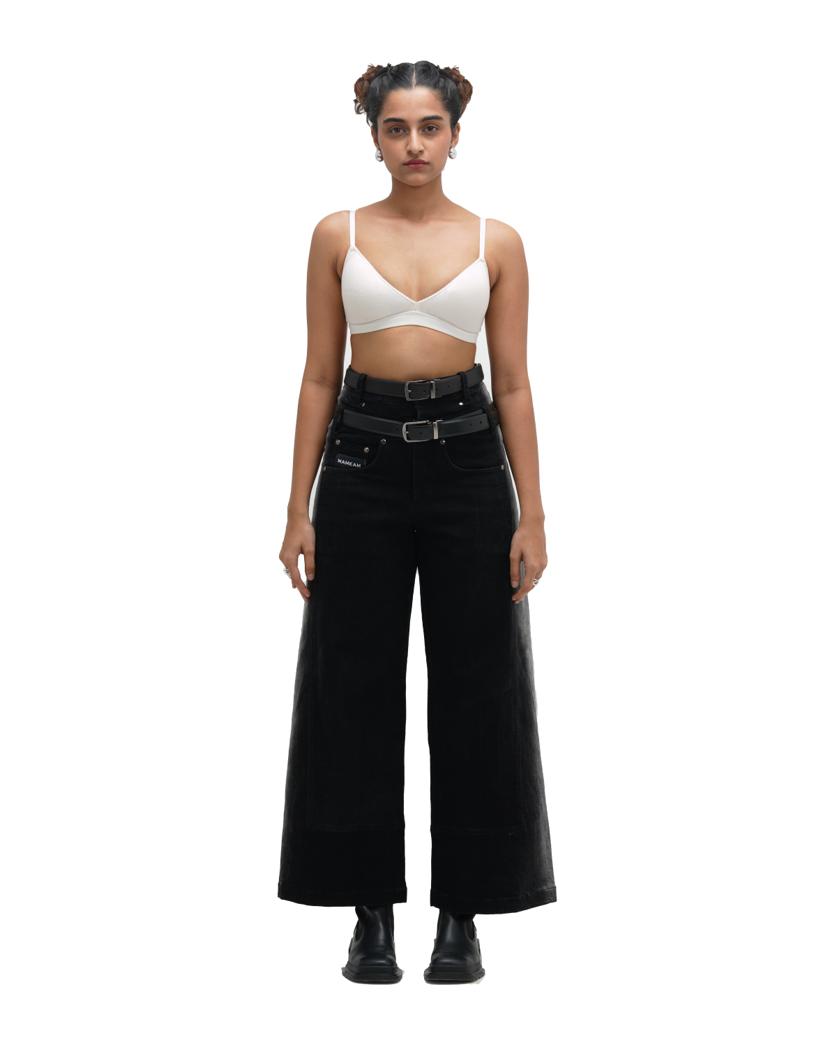 BLEACHED JEANS - BLACK