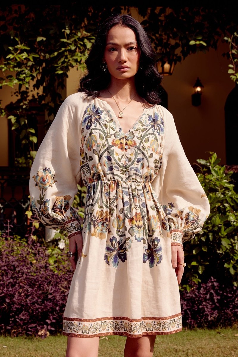 Linear Linen Printed Dress - Calling June India