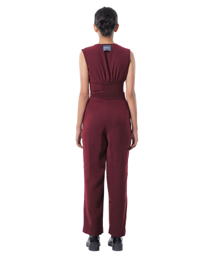 Affair Corset With High Waisted Pants - Merlot