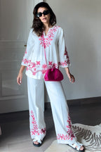 Nriti Shah In Our Yarrow Hand Embroidered Kaftan Co-Ord Set - Calling June India