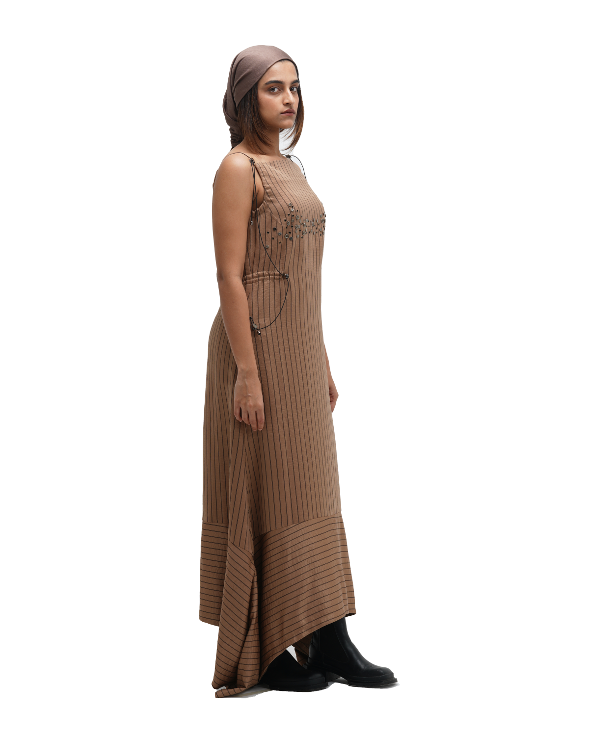 RUCH HOUR DRESS - BROWN