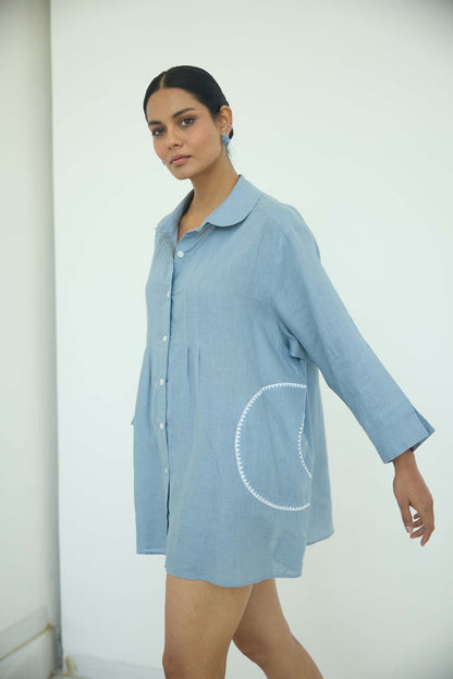 Sari Embroidered Shirt Dress