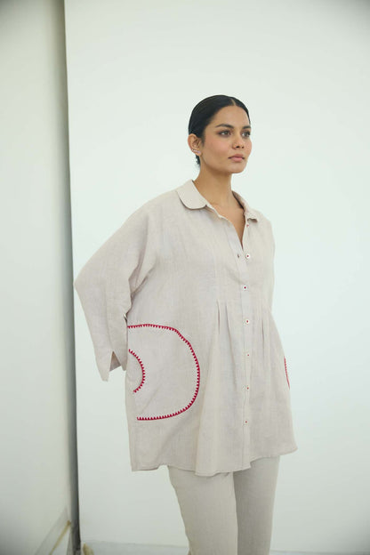 Sari Embroidered Shirt Dress