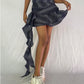 Ruffled Mini Skirt- Striped Navy