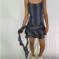 Ruffled Mini Skirt- Striped Navy