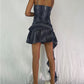 Ruffled Mini Skirt- Striped Navy