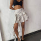 Ruffled Mini Skirt- Striped White