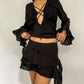 Ruffled Tie Top and Skirt Set