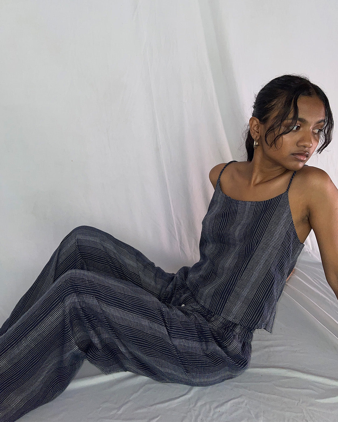 Striped Slip Top- Navy