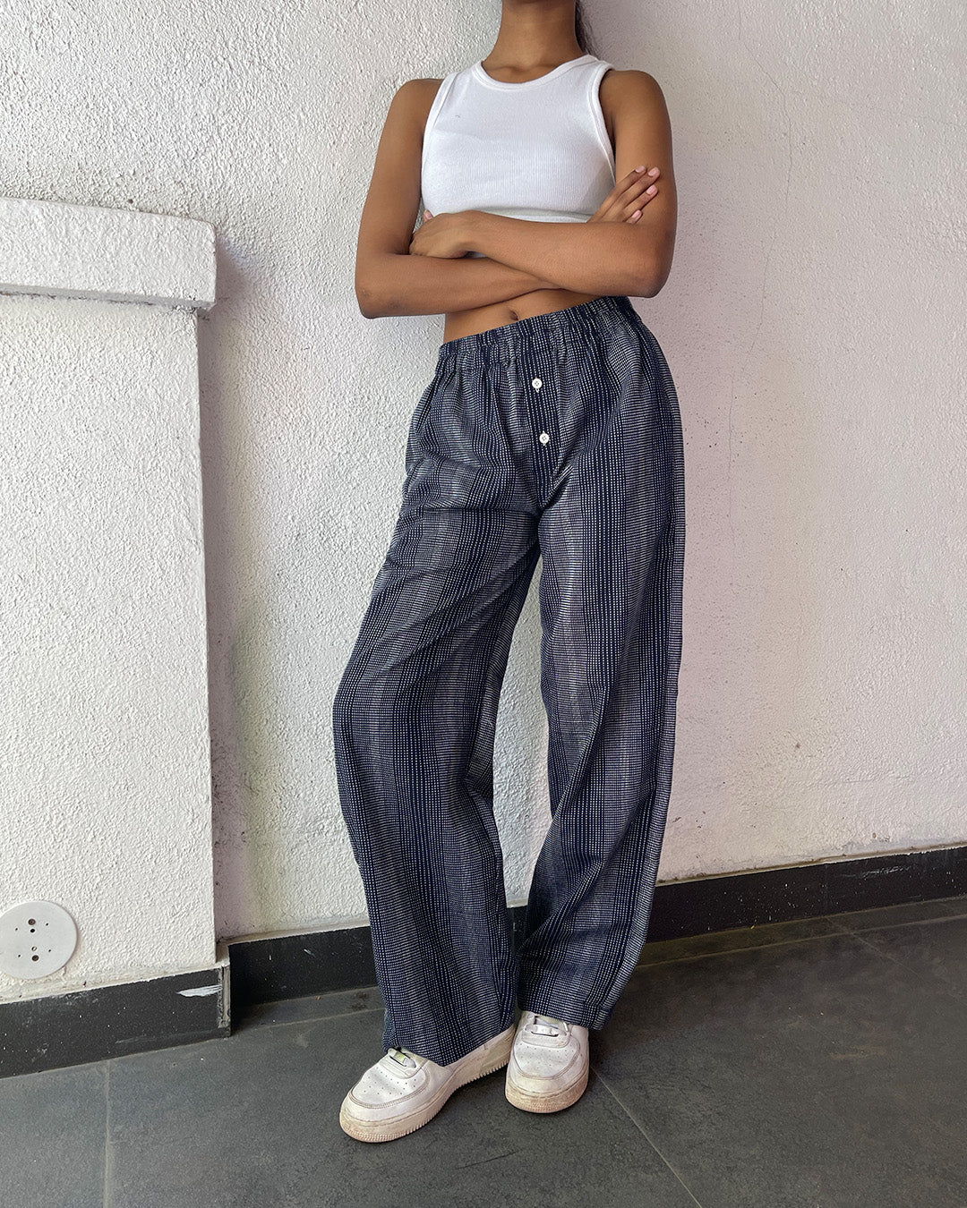Striped Trousers- Navy
