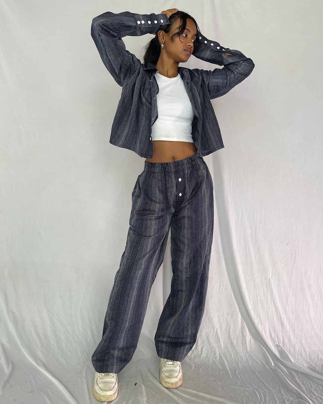 Striped Trousers- Navy