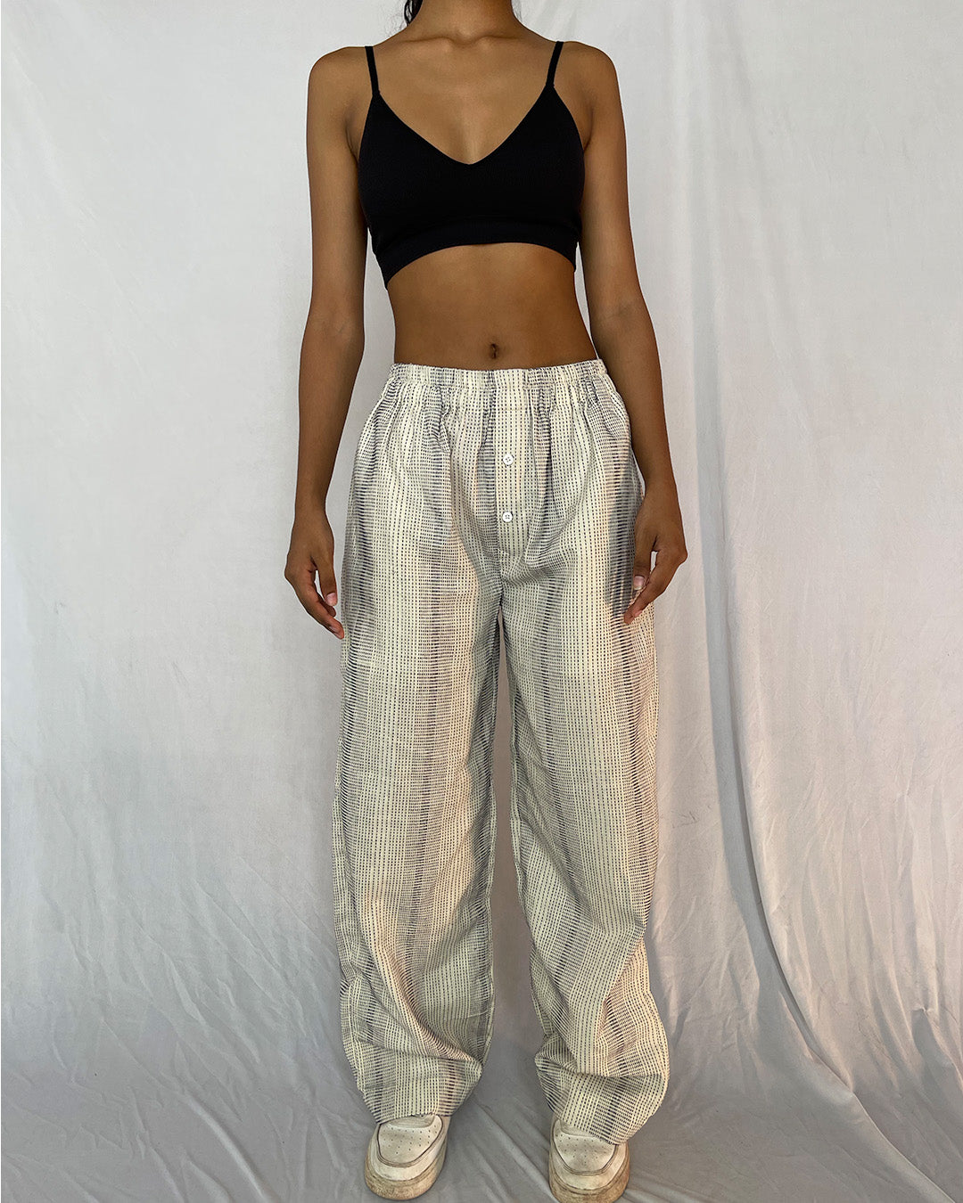 Striped Trousers- White