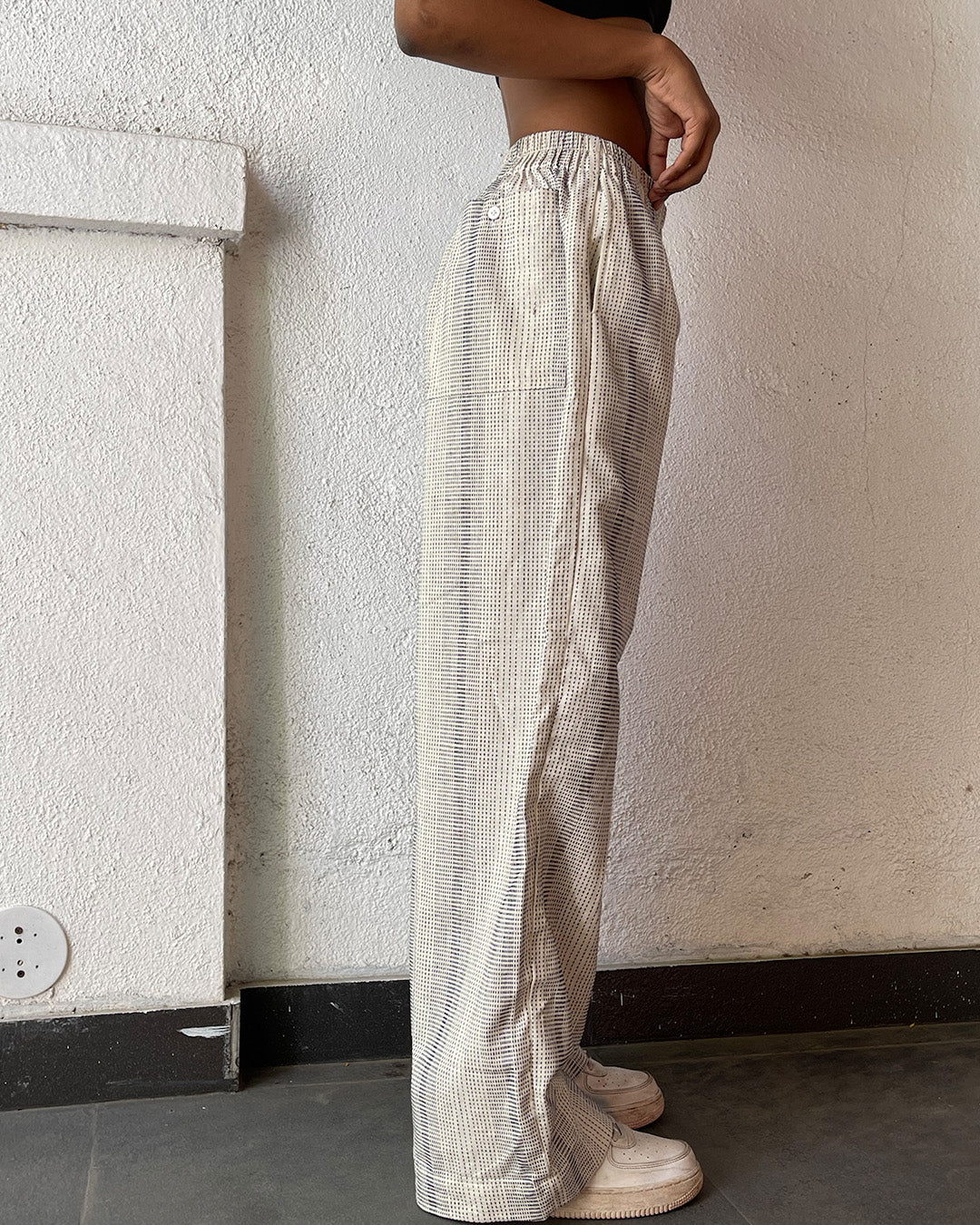 Striped Trousers- White
