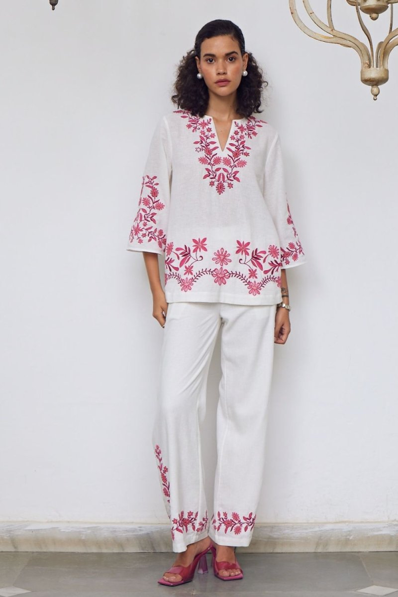 Yarrow Hand Embroidered Kaftan Co-Ord Set - Calling June India