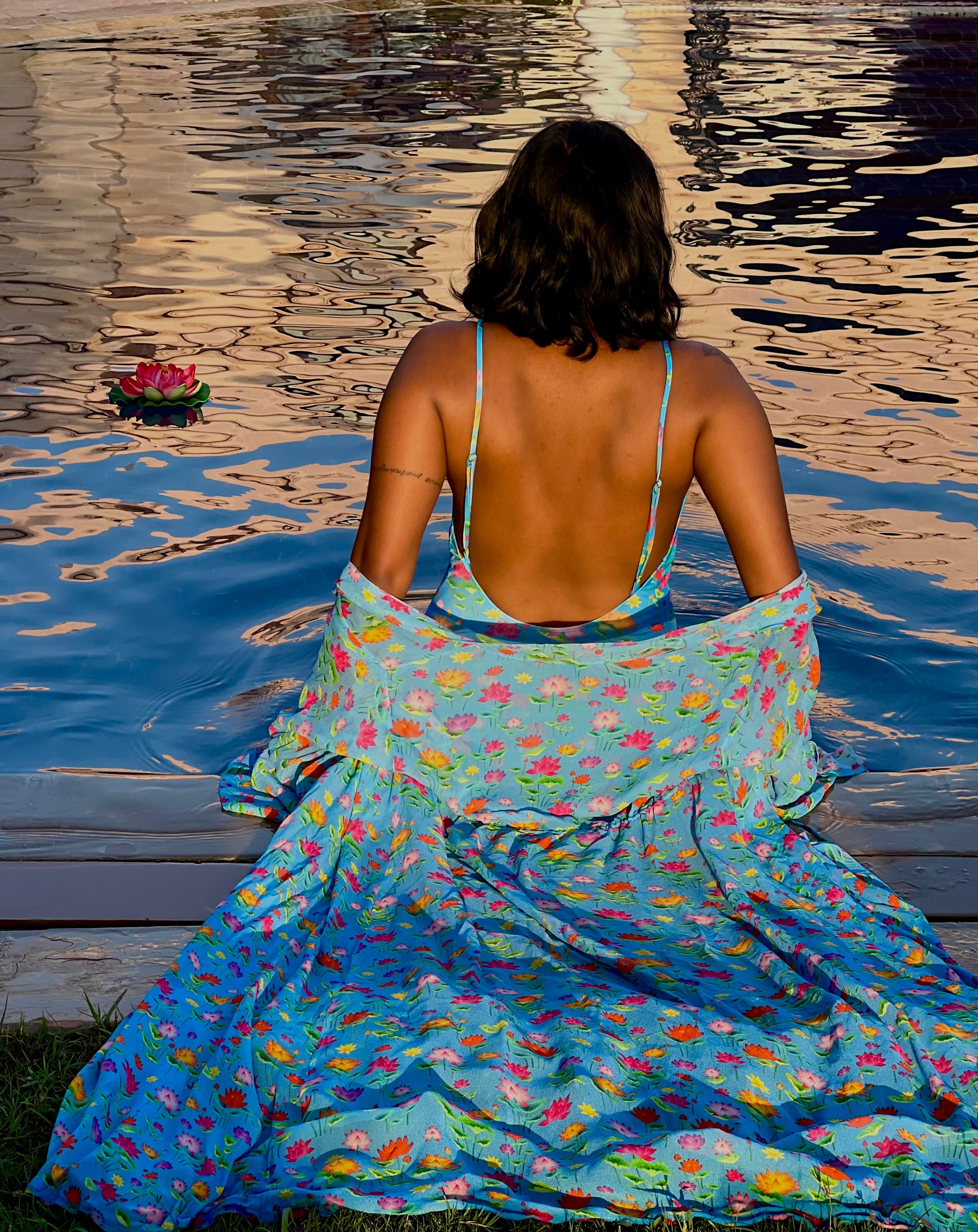 Kaftaan with Drawstring Waist - Lotus Pond