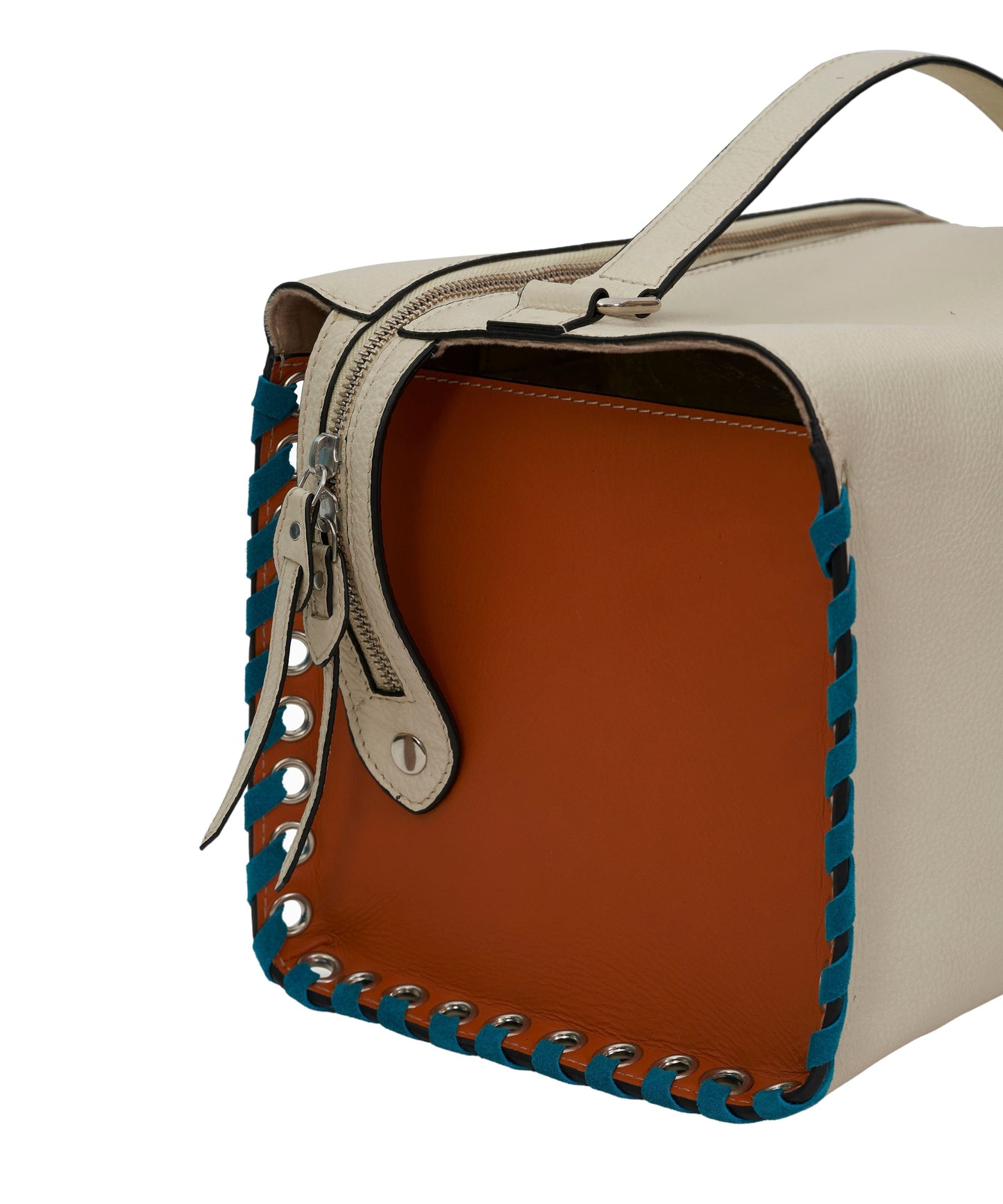 Trunk Mini Tote in White and Orange