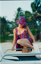 Oriental Poppy Short Slip Dress With Adjustable Handcrafted Straps