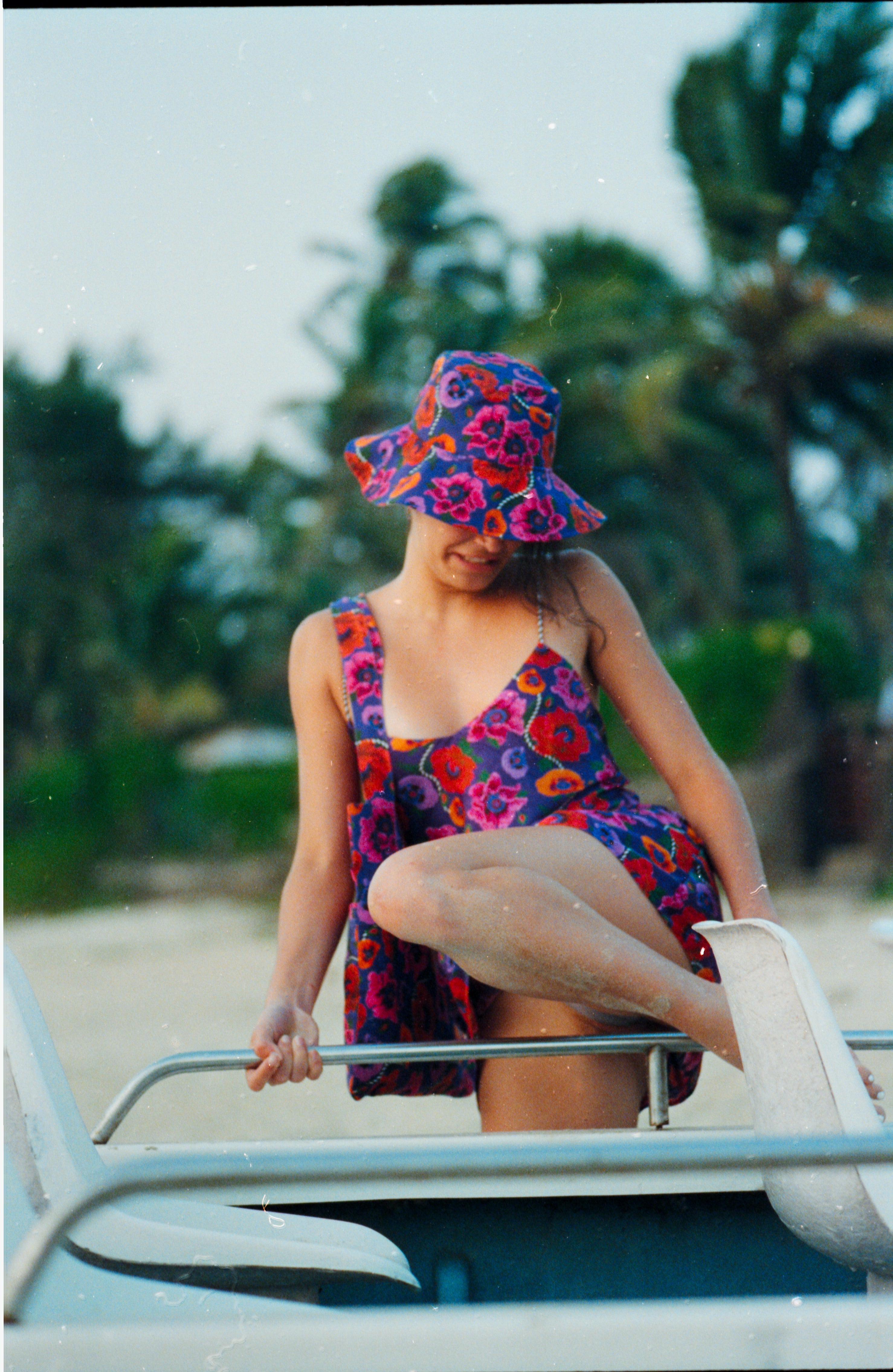 Oriental Poppy Short Slip Dress With Adjustable Handcrafted Straps