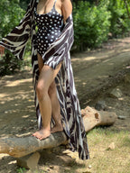 Kaftaan with Drawstring Waist - Noir Wave