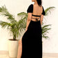 Backless Dress with Front Slit - Black