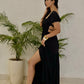 Backless Dress with Front Slit - Black