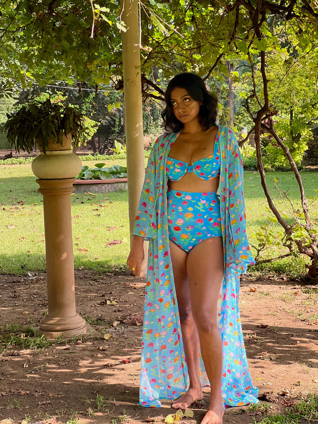 Kaftaan with Drawstring Waist - Lotus Pond