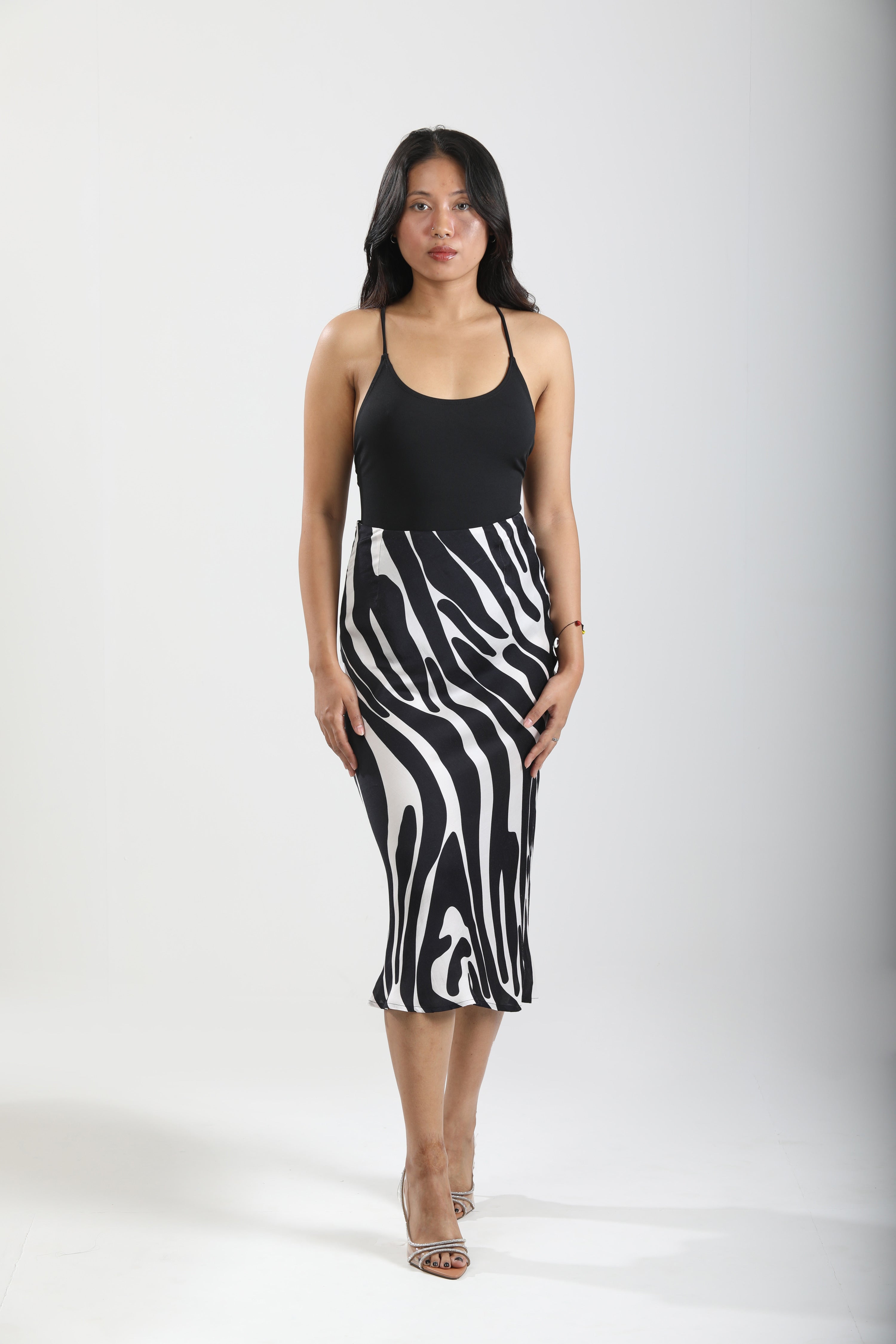 Slink Midi Skirt - Noir Wave