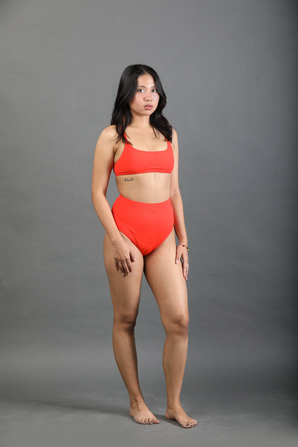 High Waist Bikini Bottom - Orange