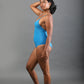 Low Back One Piece Swimsuit - Cerulean Shimmer