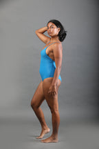Low Back One Piece Swimsuit - Cerulean Shimmer
